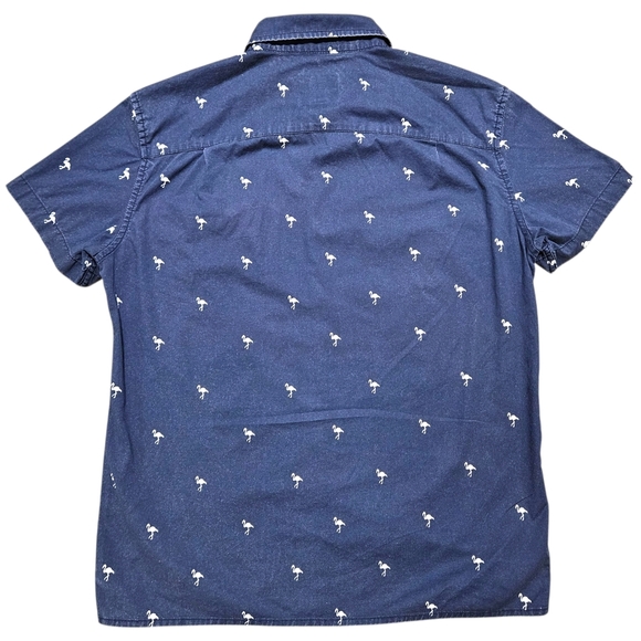 American Eagle Shirt Mens Small Flamingo Print Flex Collared Button-Up Tropical - Picture 2 of 11